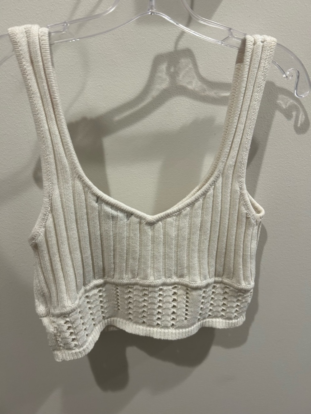 Cream Ribbed Knit Crop Tank - Picture 4 of 6